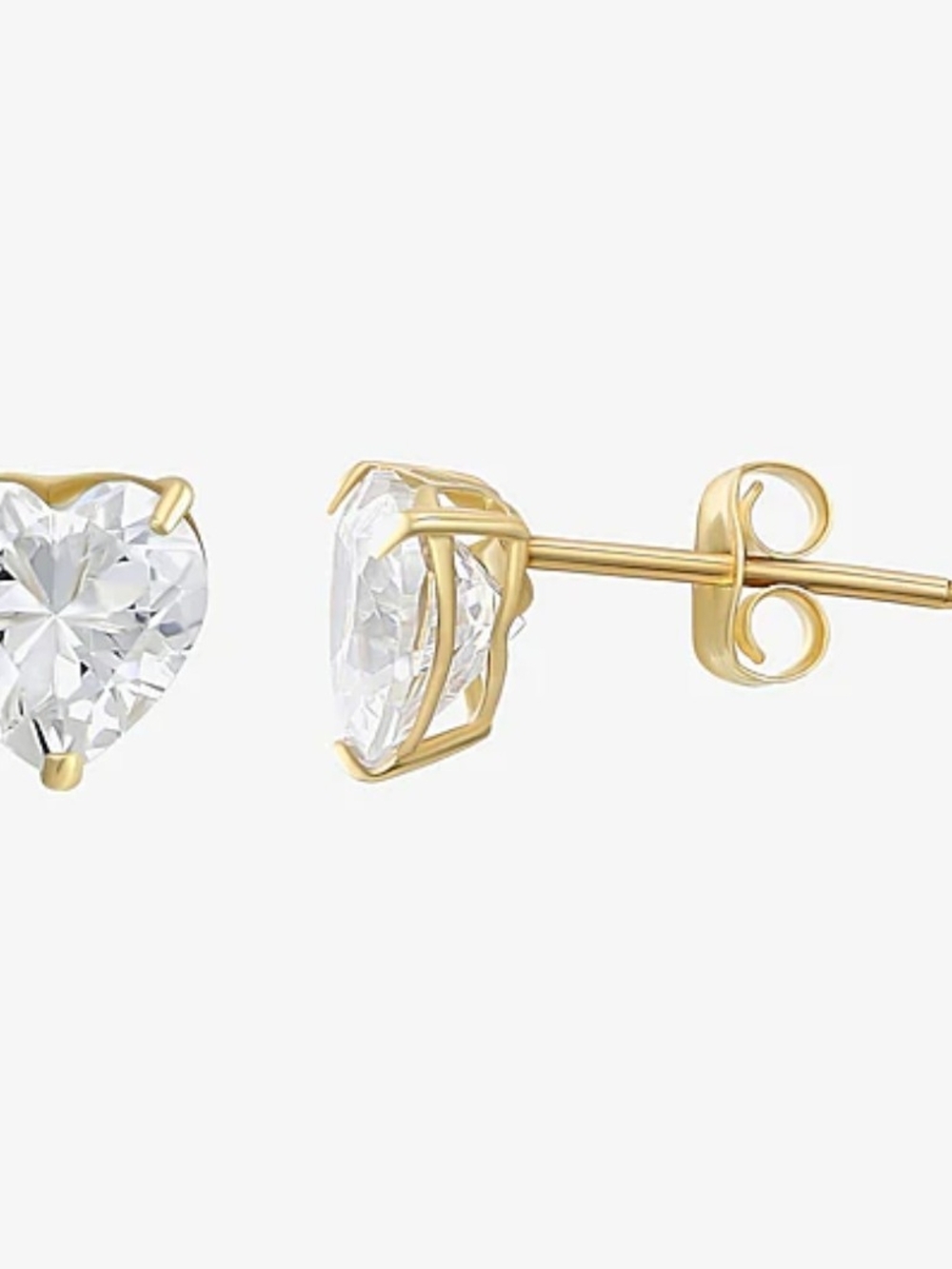 Heart Cubic Zirconia 10K Gold Stud Earrings